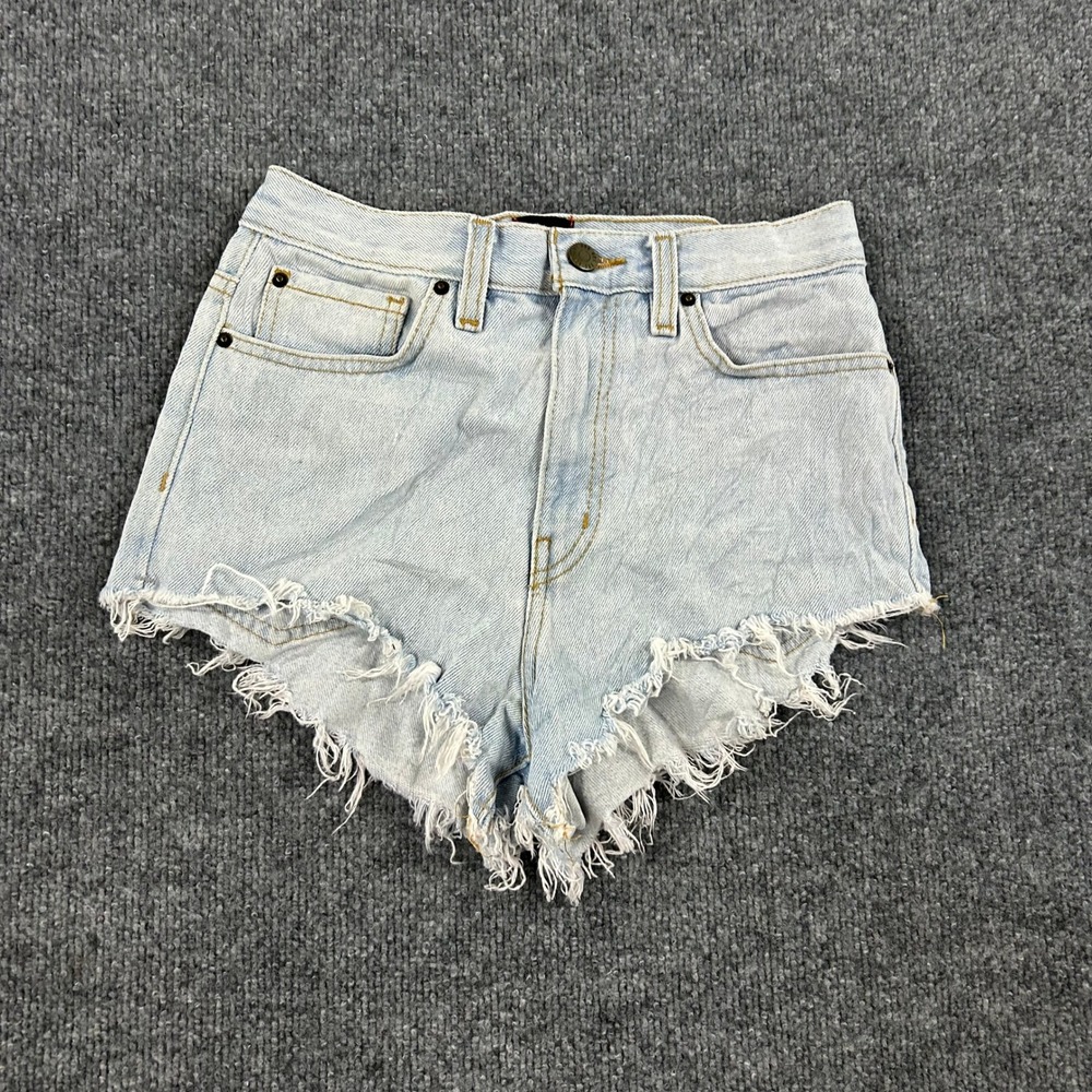 BDG Shorts Womens Size 26 Light Wash High Rise Cheeky Denim Cutoff Frayed Hem